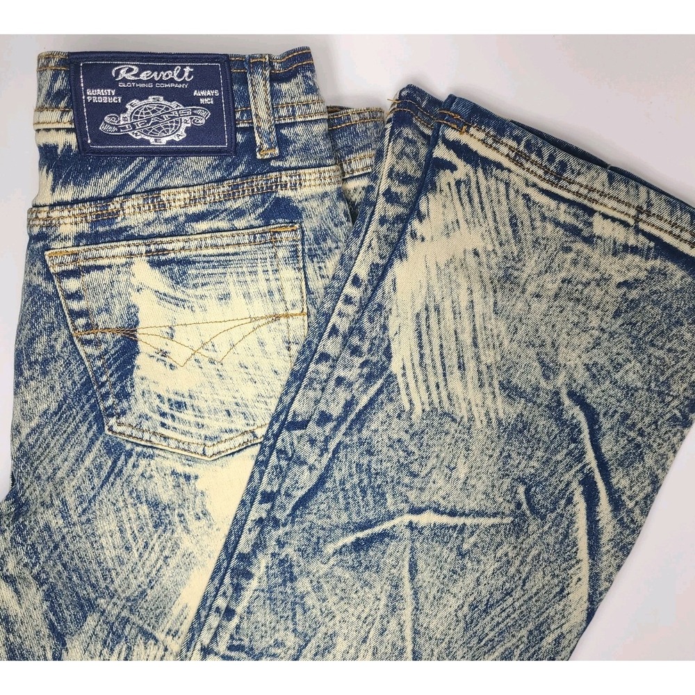 Revolt Jeans Womens‎ 15/16 Acid Wash Flare Jeans High Rise Stretch Y2K NWT